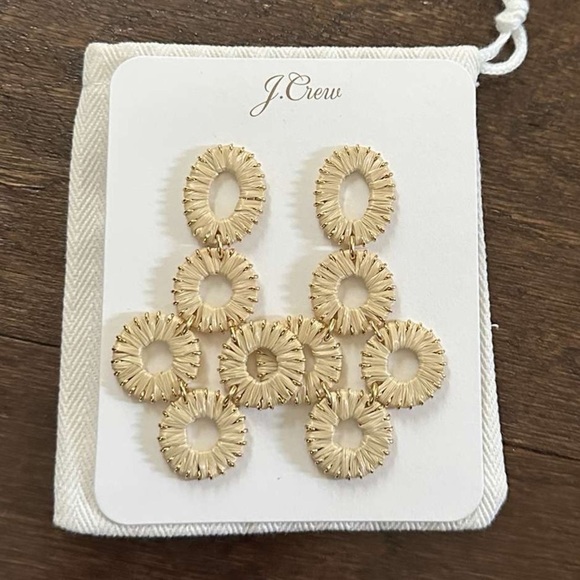 J. Crew Jewelry - J.Crew-Faux raffia wrapped disc earrings-Natural-NWT